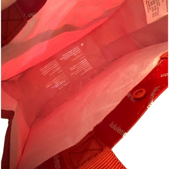Lululemon Red Burgundy Reusable Small Tote Bag Handles Snap Closure 12" x 9" - Picture 5 of 5